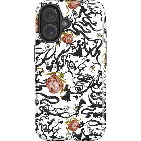 Disney Snow White Roses and Character Silhouette iPhone 16 Plus Magsafe Impact Case